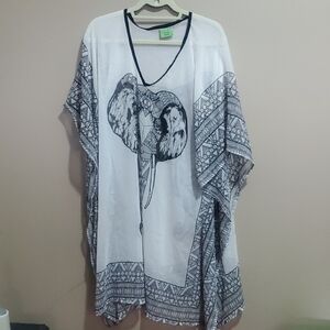 Elephant Print Kaftan One Size